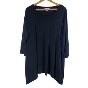 Calvin Klein Tunic Top 1X Black Stretch Knit Jersey Slinky Travelers Vamp Goth